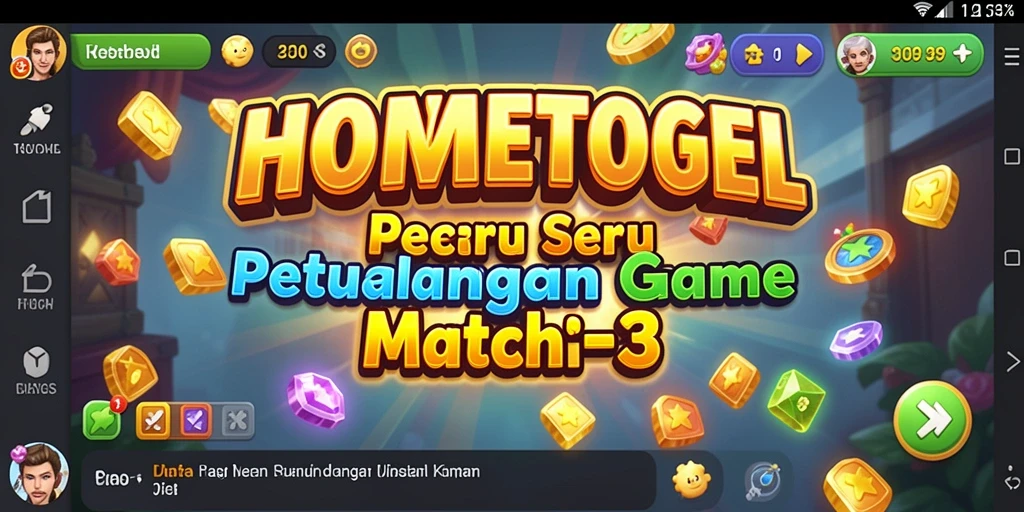 Gameplay HOMETOGEL yang seru dengan elemen berwarna-warni.