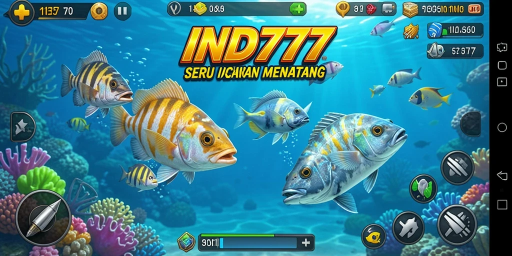 Tampilan gameplay seru di IND777 dengan aksi menembak ikan.