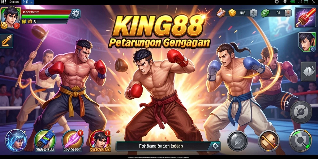 Tangkapan layar KING88 memperlihatkan pertarungan yang mendebarkan dan karakter ikonis.