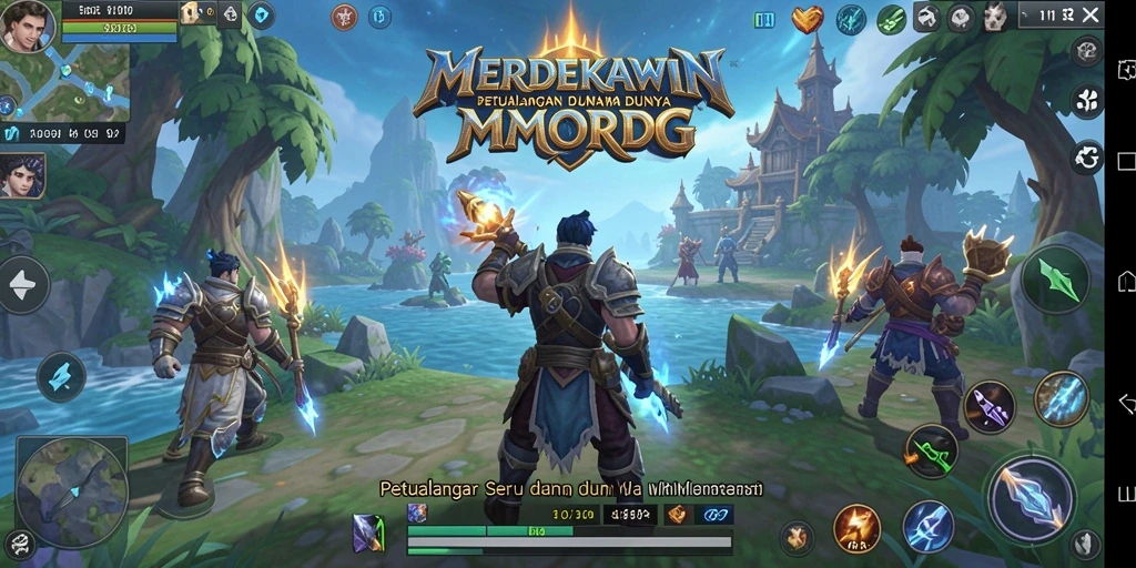 Tampilan gameplay MERDEKAWIN yang penuh aksi dan petualangan.