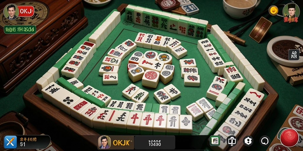 Tampilan screenshot dari gameplay <strong>OKJK</strong> yang menampilkan pengalaman Mahjong yang seru.