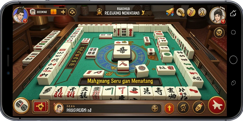 Tampilan gameplay <strong>REJEKIHUB</strong> dengan ubin Mahjong berwarna-warni.