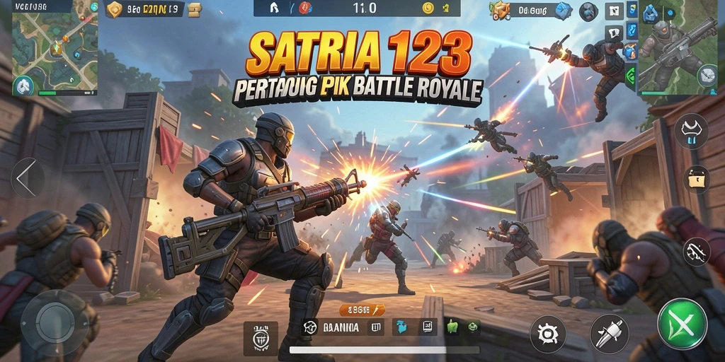 Tangkapan layar menampilkan aksi intens dalam permainan Battle Royale.
