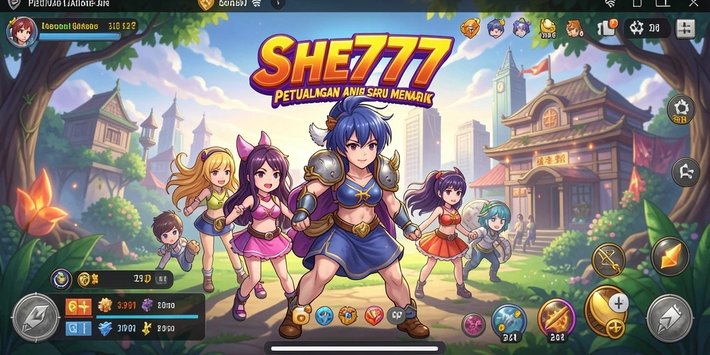 Tampilan screenshot permainan SHE777 yang penuh warna dan dinamis.