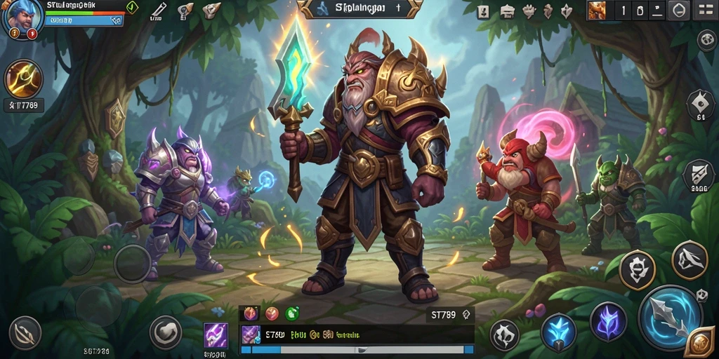 Screenshot gameplay ST789 yang menunjukkan pertarungan epik dan karakter yang dinamis.